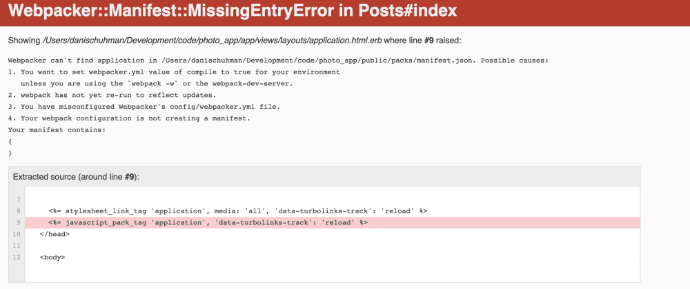 Rails 6: Webpacker::Manifest::MissingEntryError